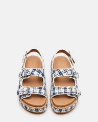 BIGMONA2.0 Blue/White Platform Footbed Flatform Women's Sandal | Steve Madden outlet