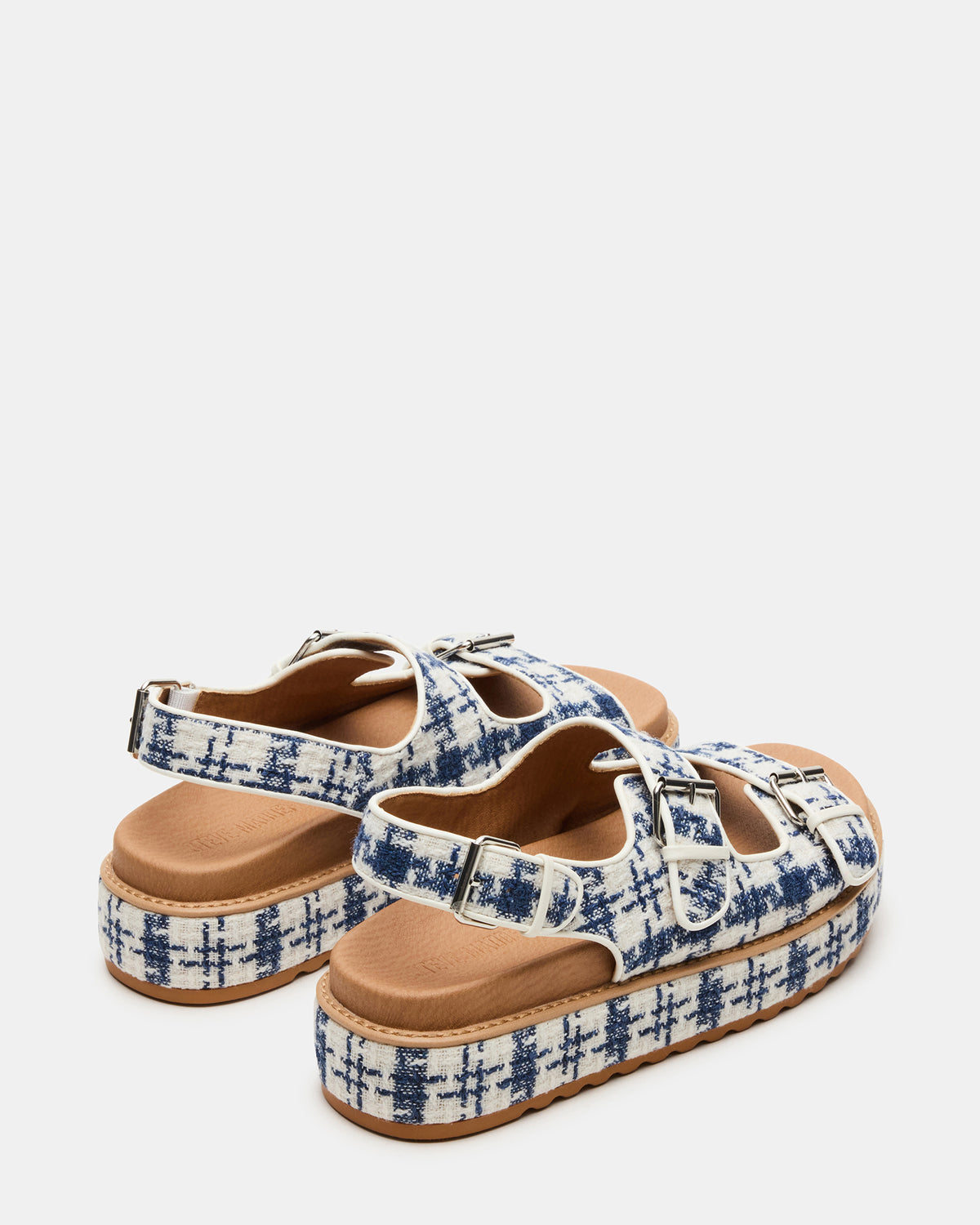 BIGMONA2.0 Blue/White Platform Footbed Flatform Women's Sandal | Steve Madden outlet
