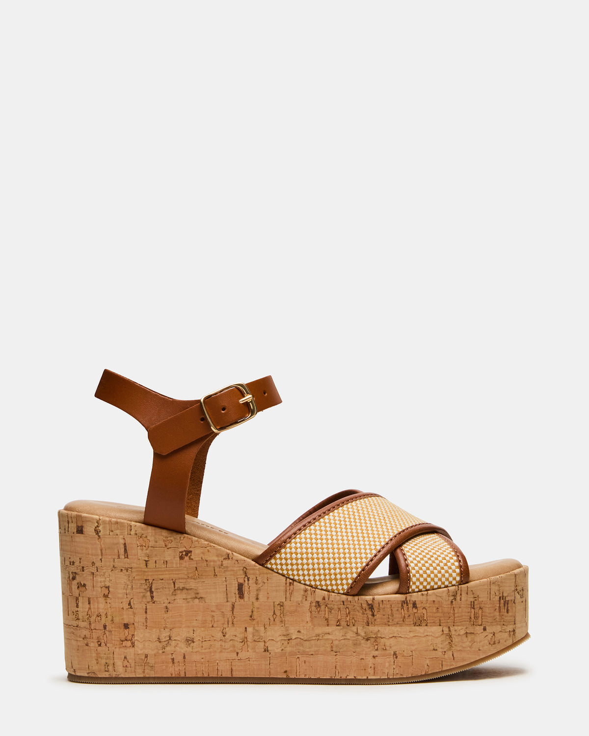 JETSET Brown Multi Platform Wedge Women's Sandal | Steve Madden Sale