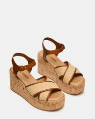 JETSET Brown Multi Platform Wedge Women's Sandal | Steve Madden Sale