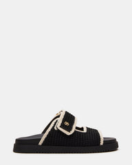 MAYSIE Black Multi Woven Flatform Footbed Slide Women's Sandal | Steve Madden for Sale