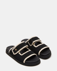 MAYSIE Black Multi Woven Flatform Footbed Slide Women's Sandal | Steve Madden for Sale
