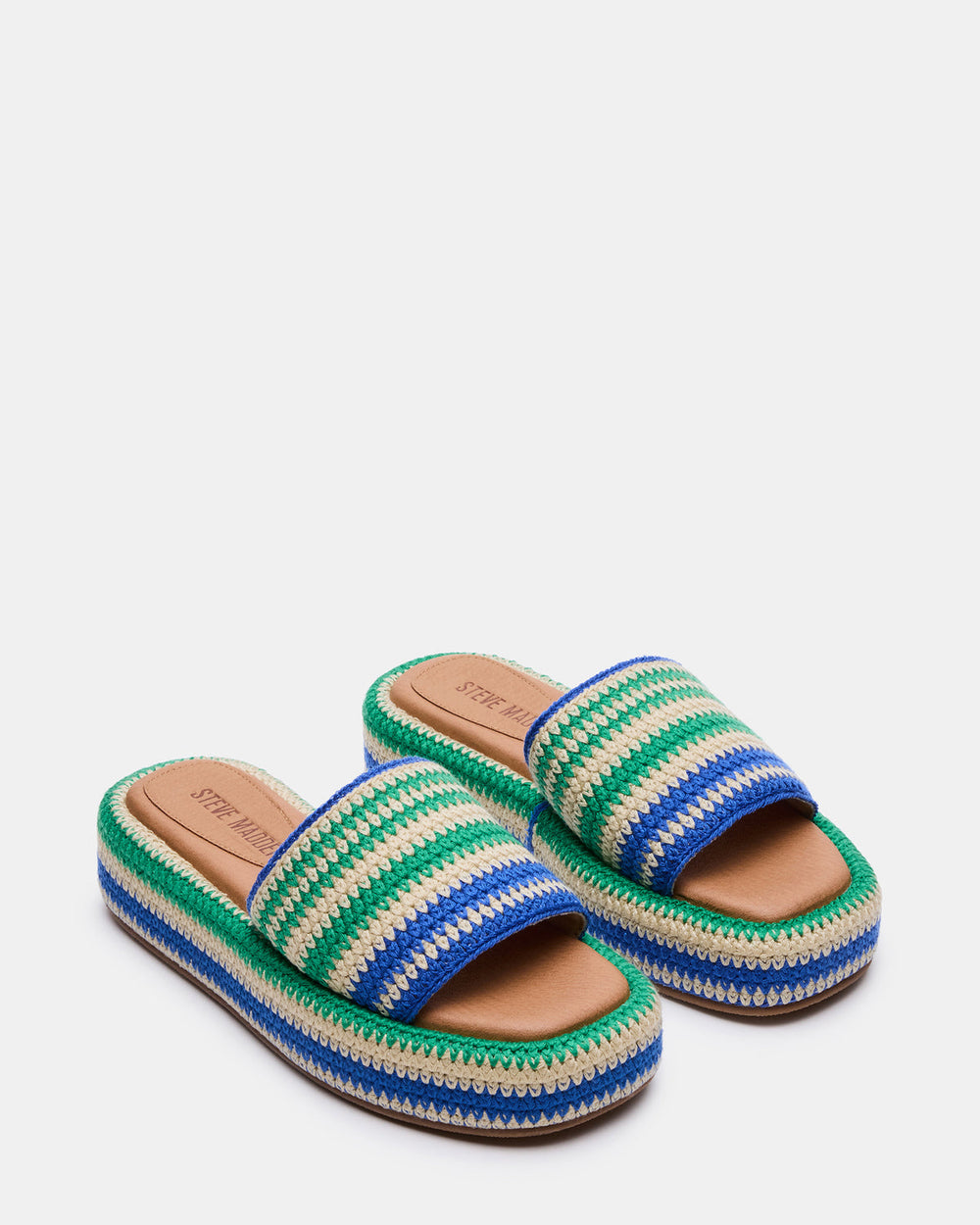 BEACHY Woven Green Multi Platform Slide Women's Sandal | Steve Madden near me