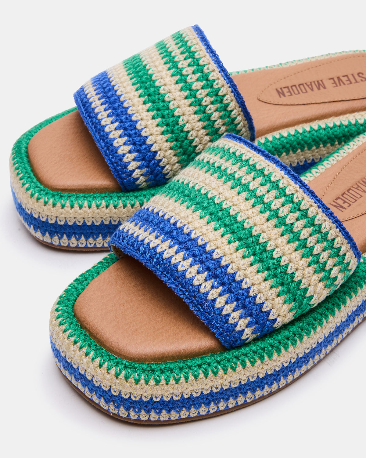 BEACHY Woven Green Multi Platform Slide Women's Sandal | Steve Madden near me