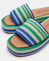 BEACHY Woven Green Multi Platform Slide Women's Sandal | Steve Madden near me
