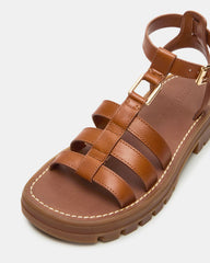 JARELLI Tan Leather Strappy Platform Women's Sandal | Steve Madden discount