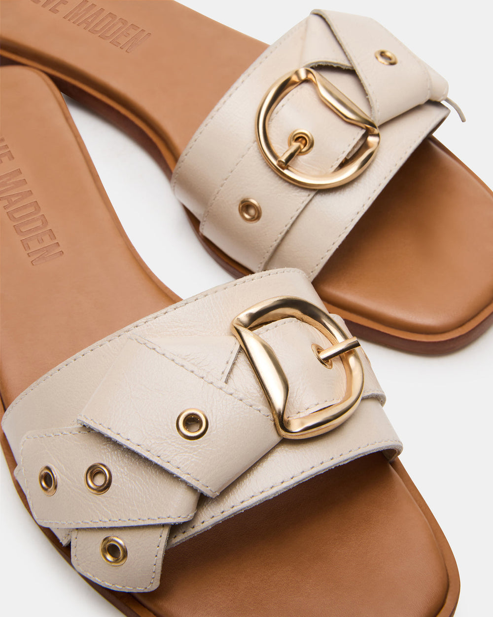HILARIA Bone Leather Square-Toe Slide Women's Sandal | Steve Madden online