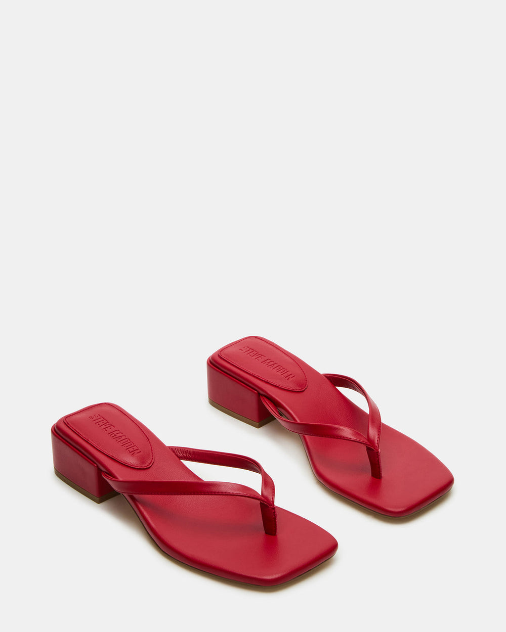 CARIBBEAN Red Square-Toe Mule Thong Women's Sandal | Steve Madden US