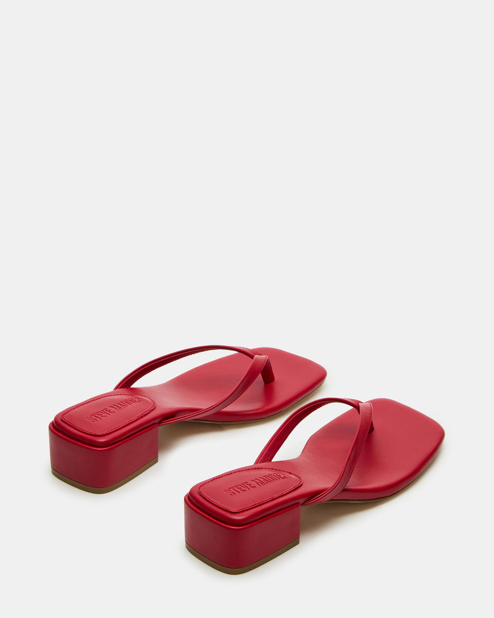 CARIBBEAN Red Square-Toe Mule Thong Women's Sandal | Steve Madden US