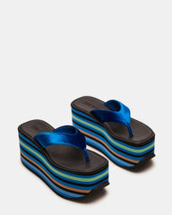 SEVILLA Blue Multi Thong Platform Chunky Flatform Square-Toe Women's Sandal | Steve Madden Sale