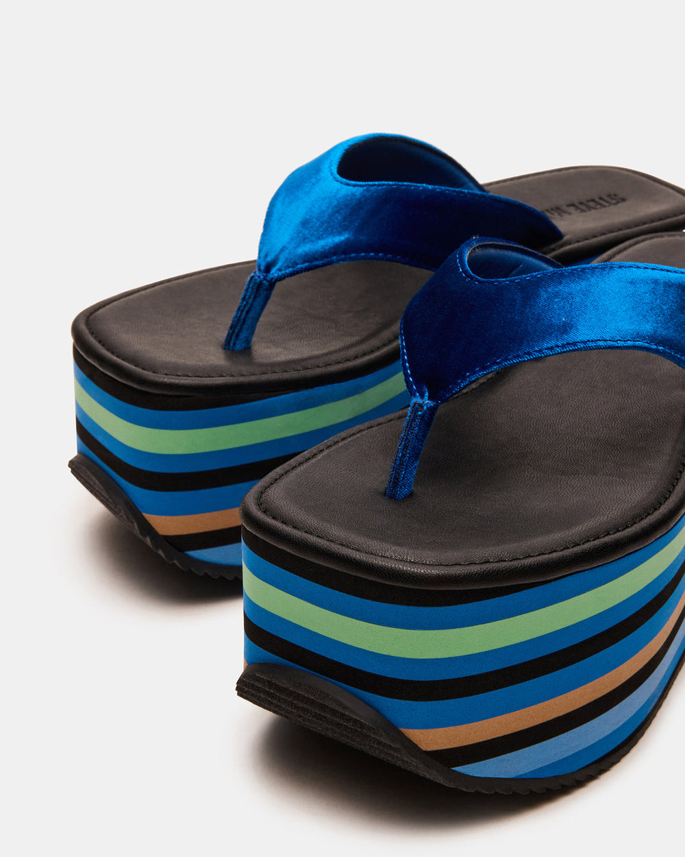 SEVILLA Blue Multi Thong Platform Chunky Flatform Square-Toe Women's Sandal | Steve Madden Sale