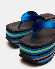SEVILLA Blue Multi Thong Platform Chunky Flatform Square-Toe Women's Sandal | Steve Madden Sale