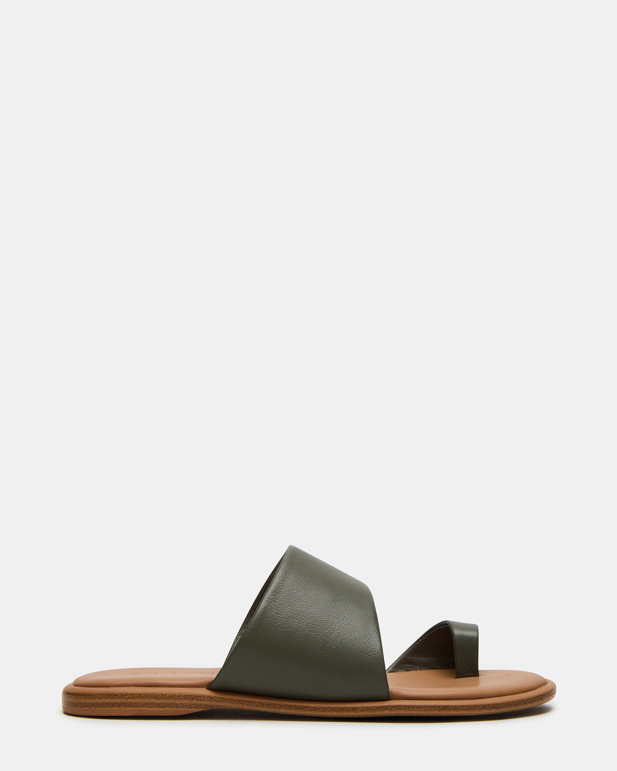 ZANI Olive Leather Women's Slide Sandal | Steve Madden discount