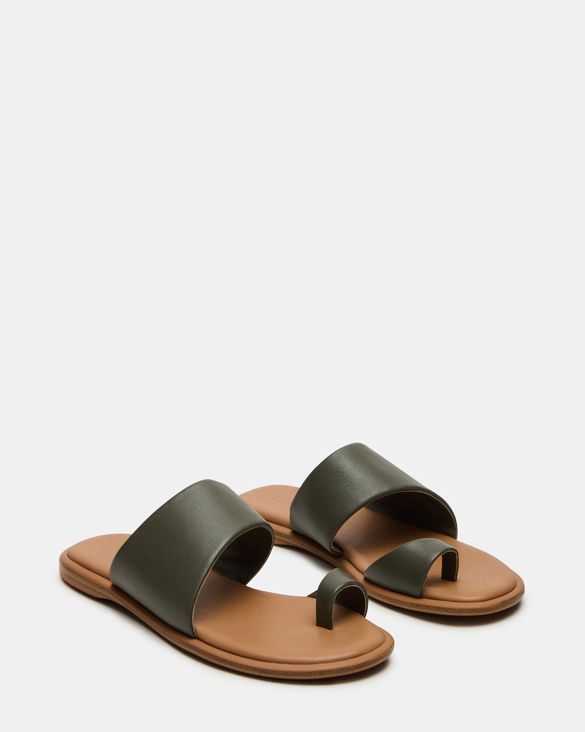 ZANI Olive Leather Women's Slide Sandal | Steve Madden discount