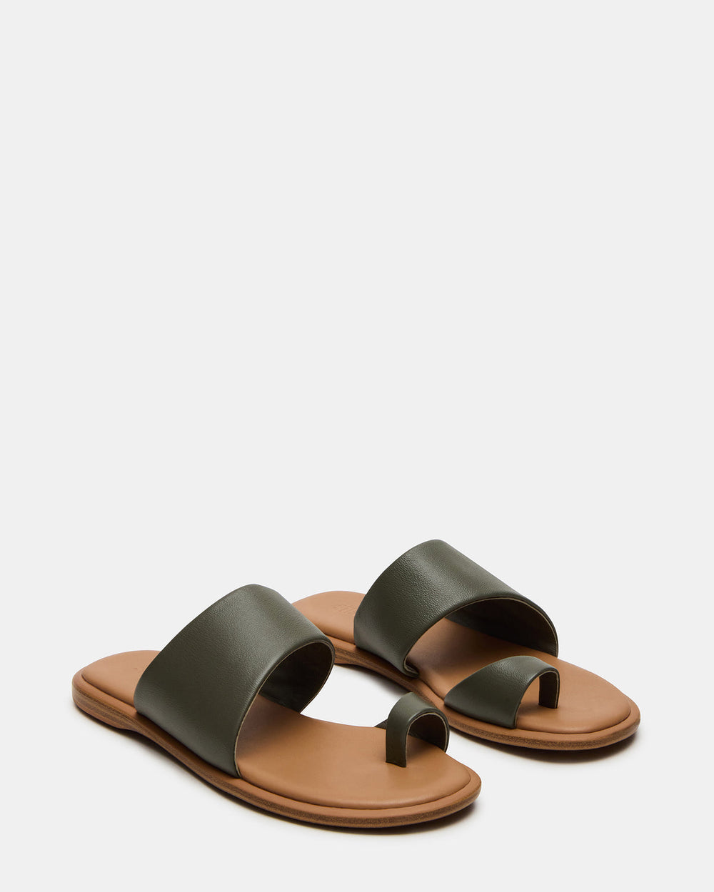 ZANI Olive Leather Women's Slide Sandal | Steve Madden discount