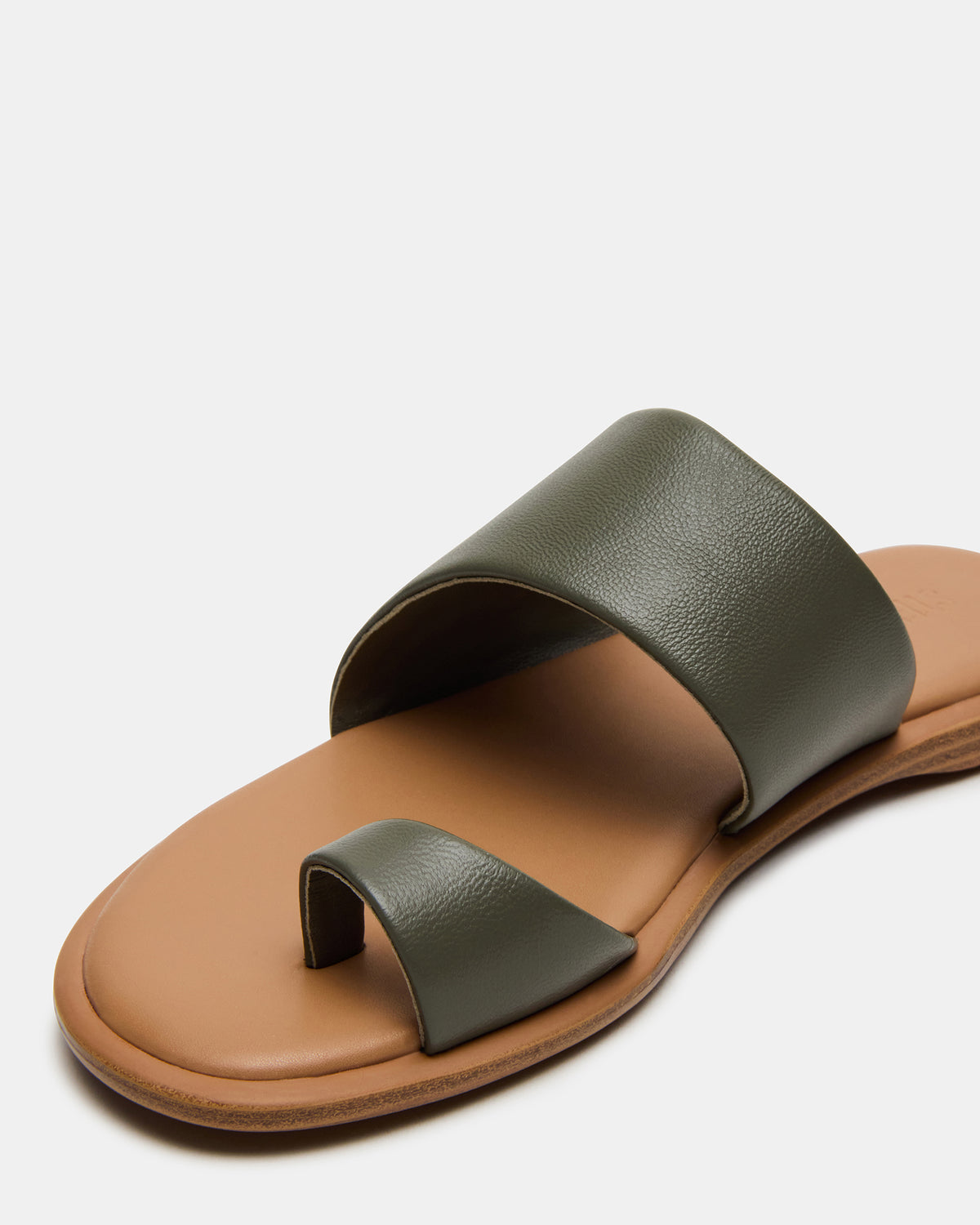 ZANI Olive Leather Women's Slide Sandal | Steve Madden discount