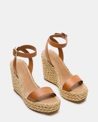 COSMO Tan Leather Rattia Women's Platform Wedge | Steve Madden US