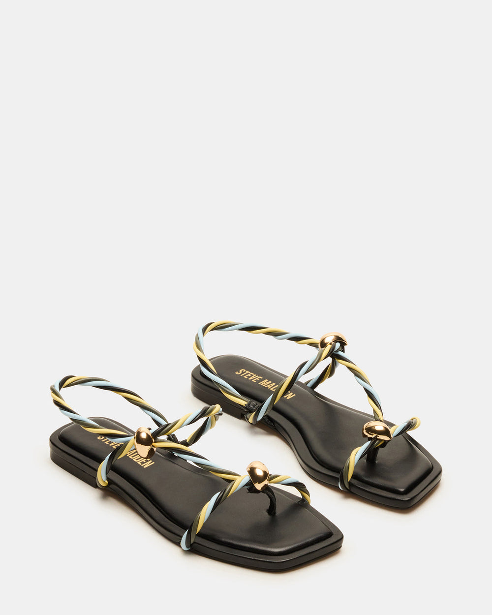 LOCO Black Multi Women's Strappy Square Toe Sandal | Steve Madden outlet