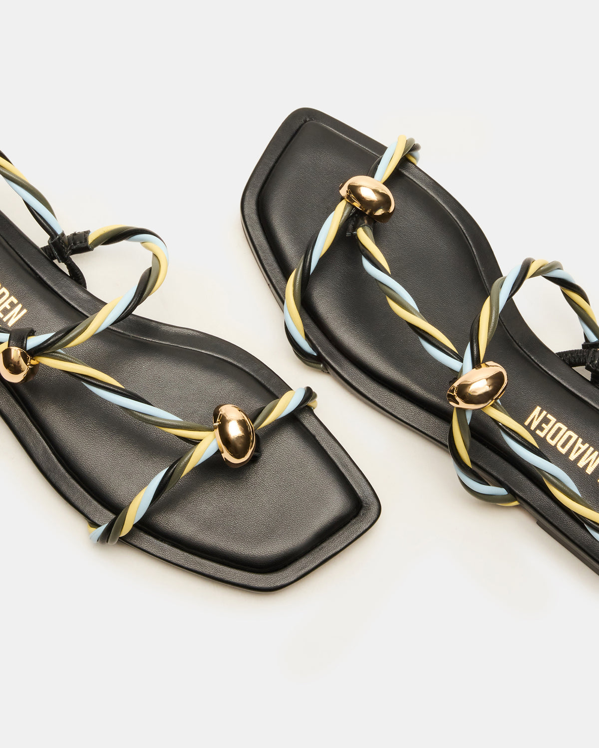 LOCO Black Multi Women's Strappy Square Toe Sandal | Steve Madden outlet