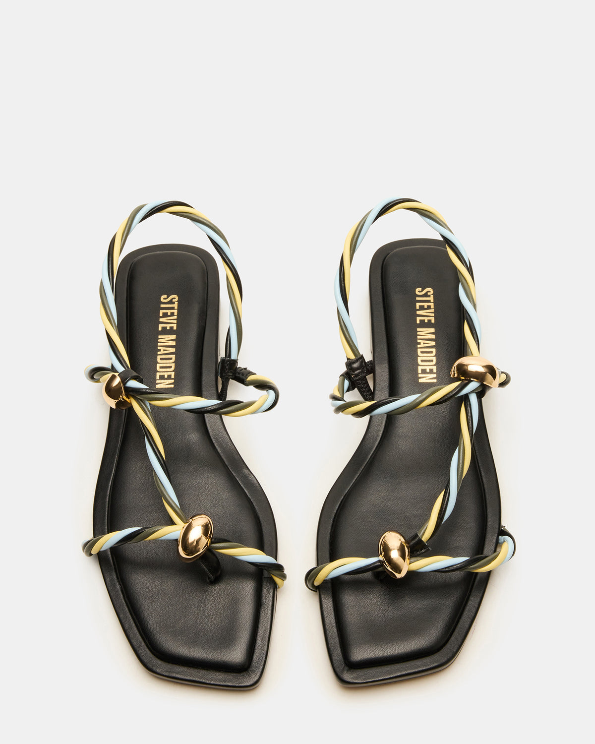 LOCO Black Multi Women's Strappy Square Toe Sandal | Steve Madden outlet