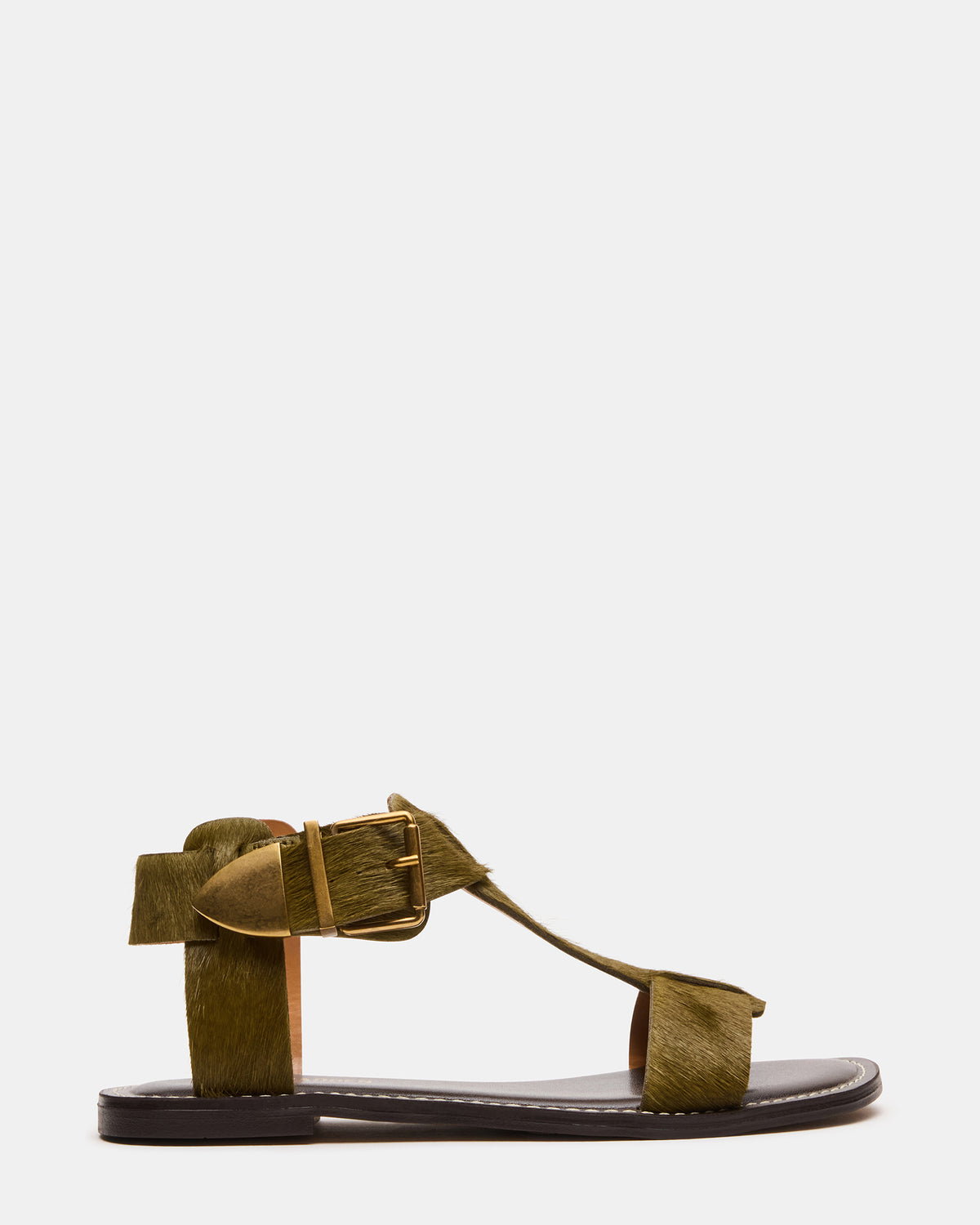 BRAZINN Olive Strappy Flat Sandal Women's Sandal | Steve Madden Sale