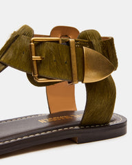 BRAZINN Olive Strappy Flat Sandal Women's Sandal | Steve Madden Sale
