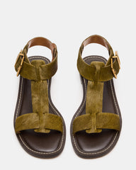 BRAZINN Olive Strappy Flat Sandal Women's Sandal | Steve Madden Sale