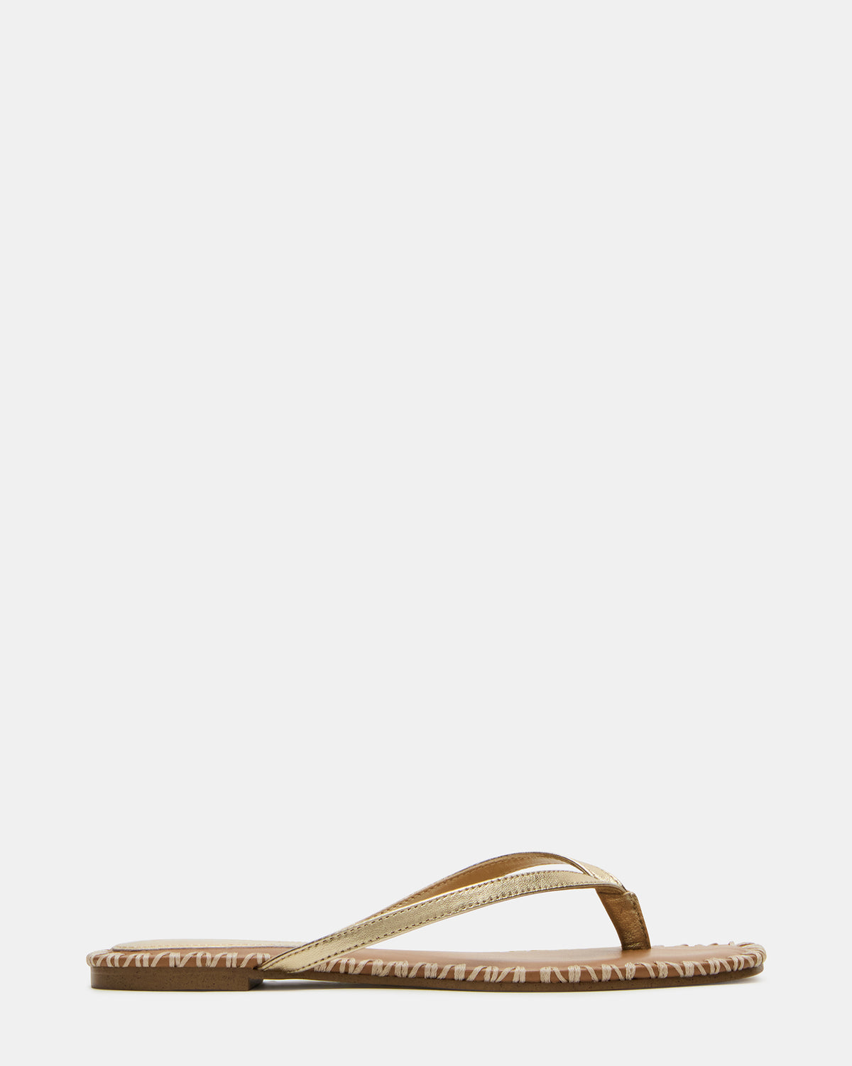 MARELLA Gold Leather Women's Thong Square-Toe Sandal | Steve Madden on Sale