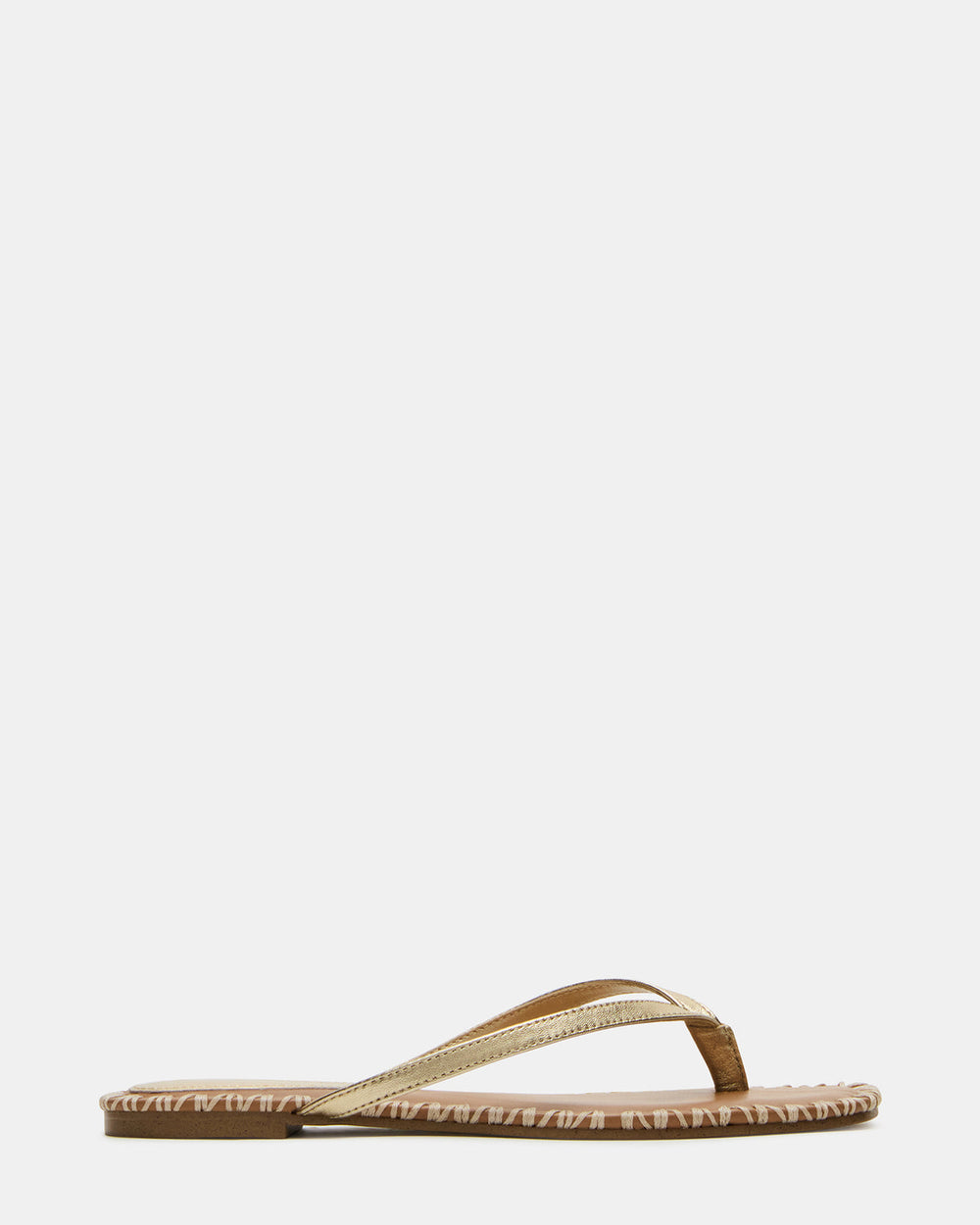 MARELLA Gold Leather Women's Thong Square-Toe Sandal | Steve Madden on Sale
