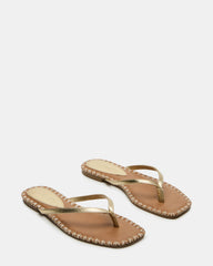 MARELLA Gold Leather Women's Thong Square-Toe Sandal | Steve Madden on Sale