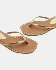 MARELLA Gold Leather Women's Thong Square-Toe Sandal | Steve Madden on Sale