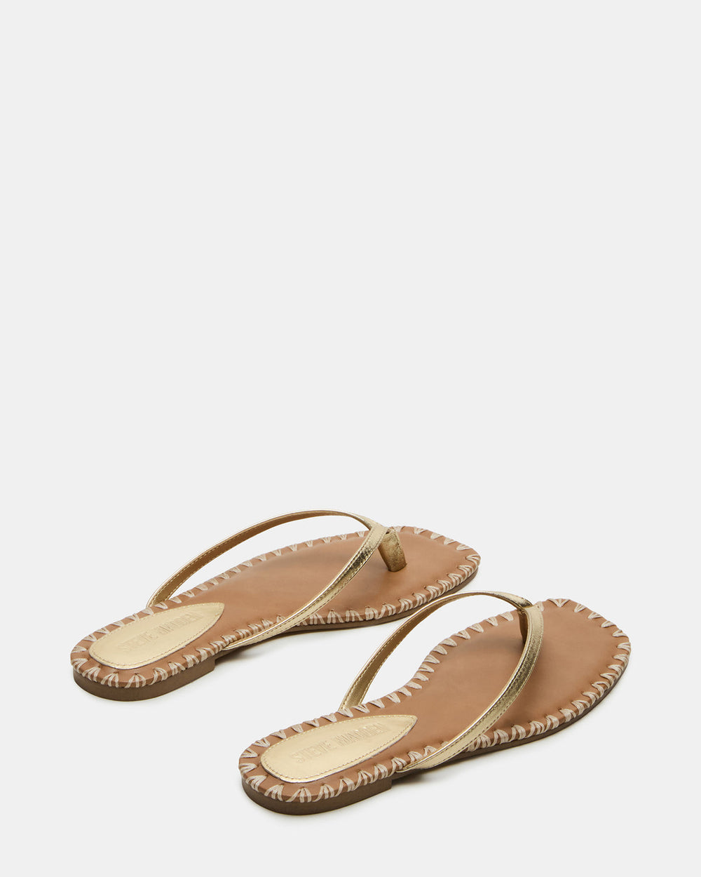 MARELLA Gold Leather Women's Thong Square-Toe Sandal | Steve Madden on Sale