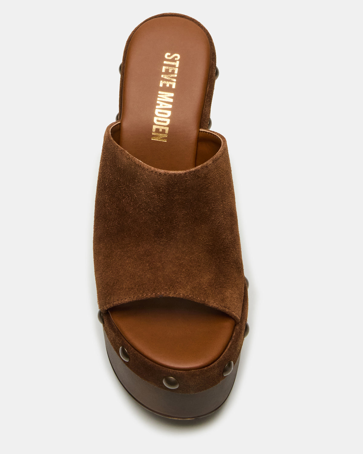 JOVIE Chestnut Suede Platform Studded Wedge Women's Sandal | Steve Madden US