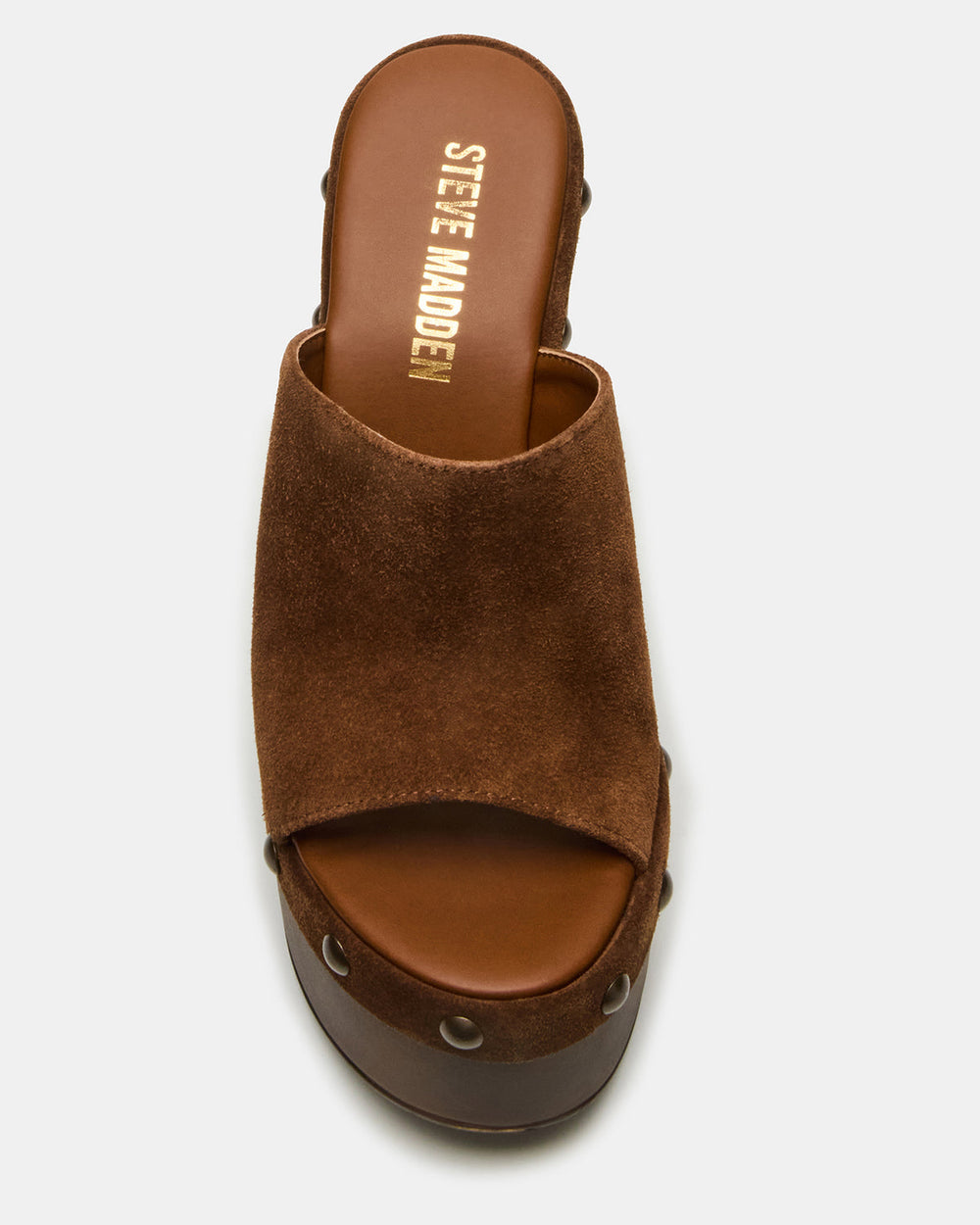 JOVIE Chestnut Suede Platform Studded Wedge Women's Sandal | Steve Madden US