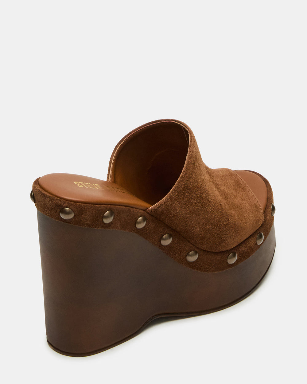 JOVIE Chestnut Suede Platform Studded Wedge Women's Sandal | Steve Madden US