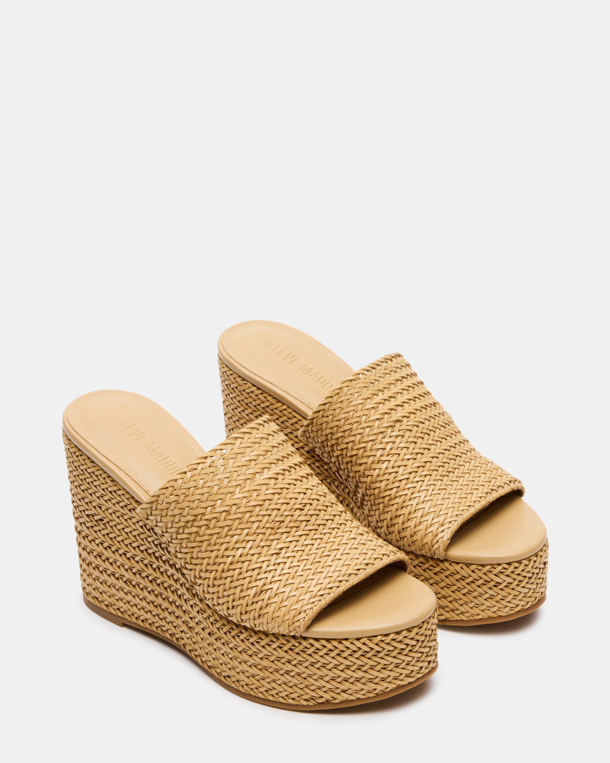 CASSI Natural Platform Raffia Wedge Women's Sandal | Steve Madden discount