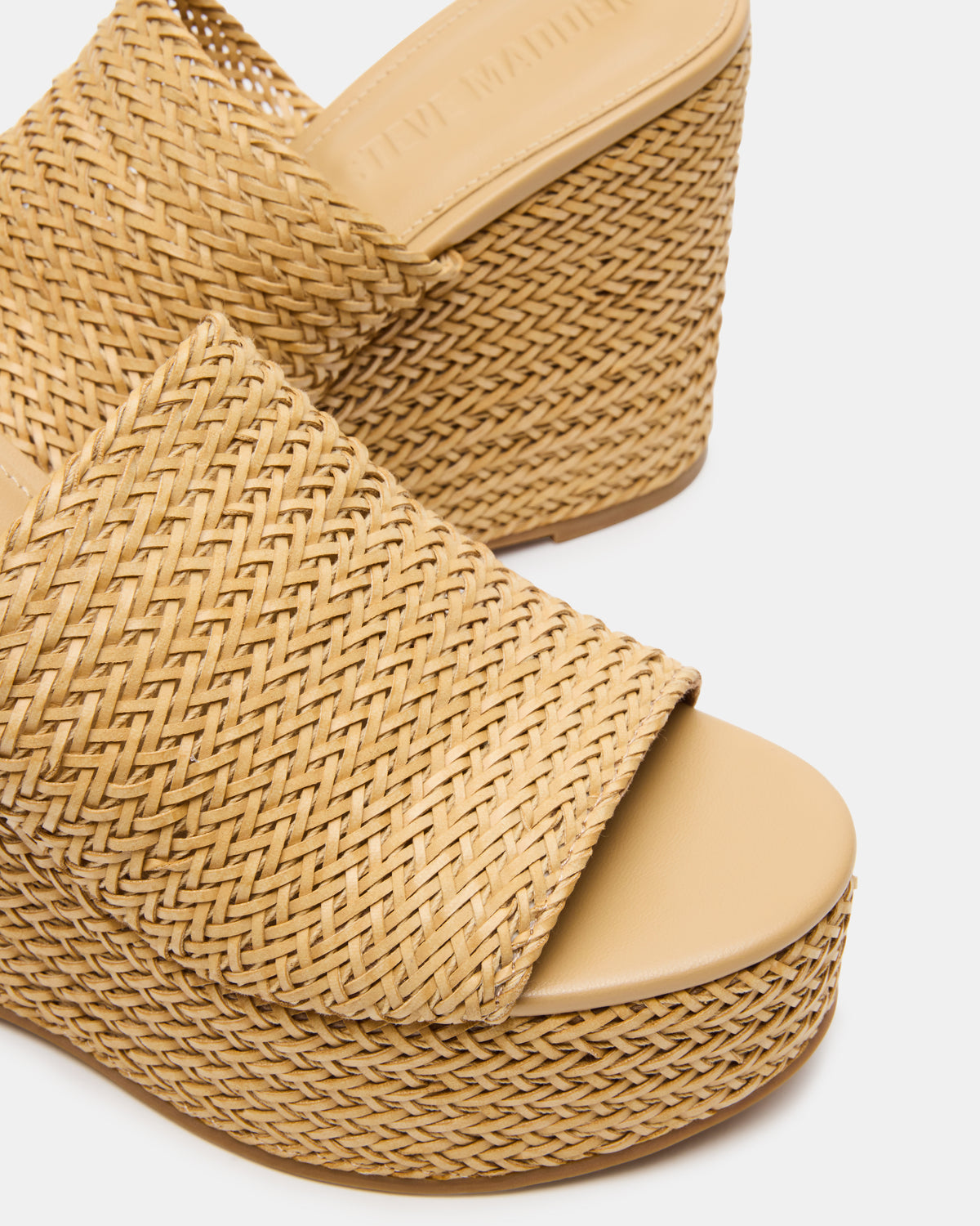 CASSI Natural Platform Raffia Wedge Women's Sandal | Steve Madden discount