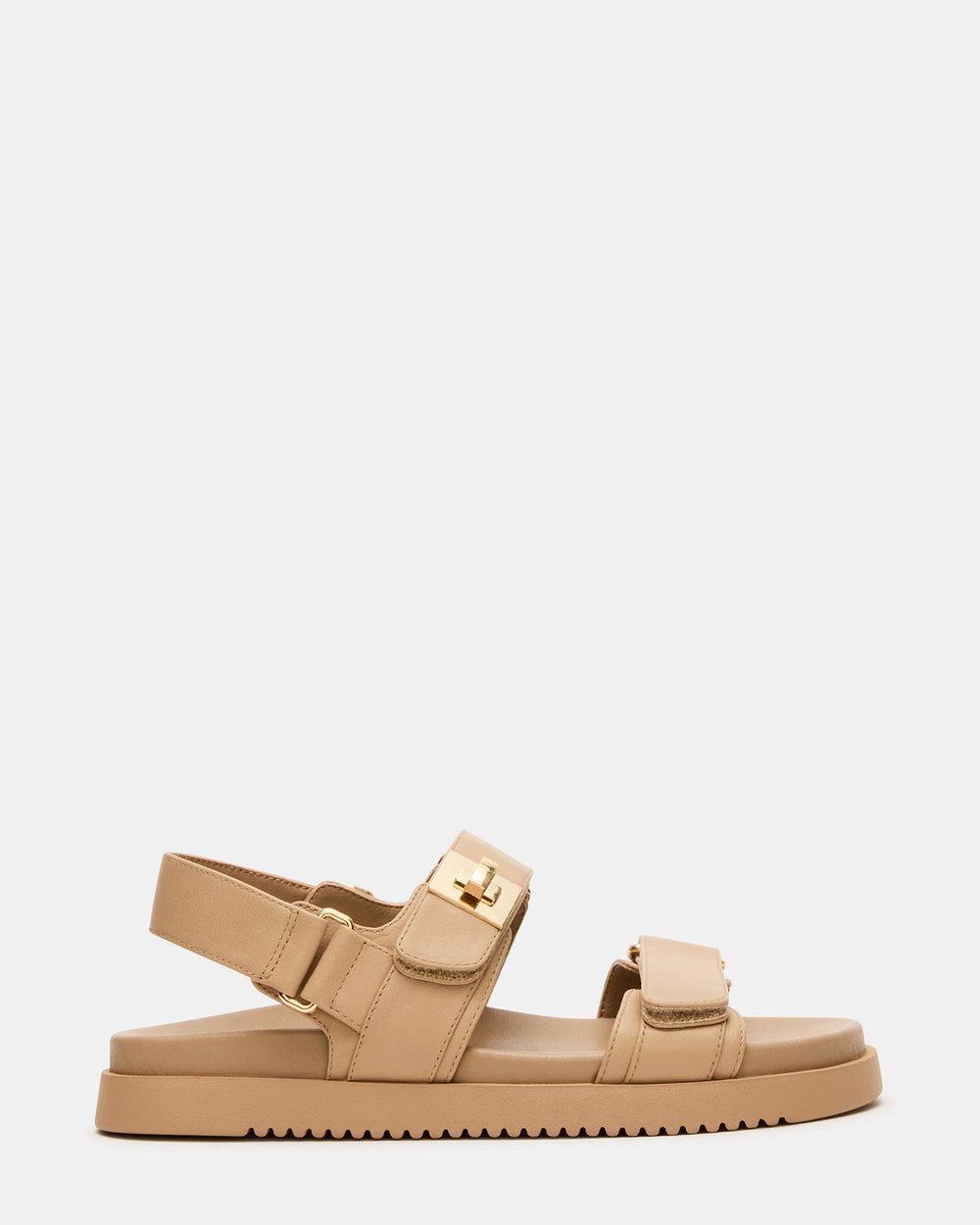 MONA Beige Leather Flatform Women's Sandal | Steve Madden US