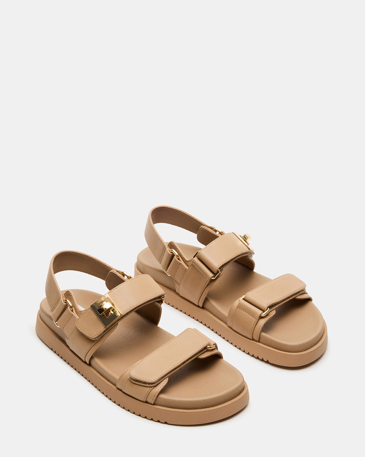 MONA Beige Leather Flatform Women's Sandal | Steve Madden US