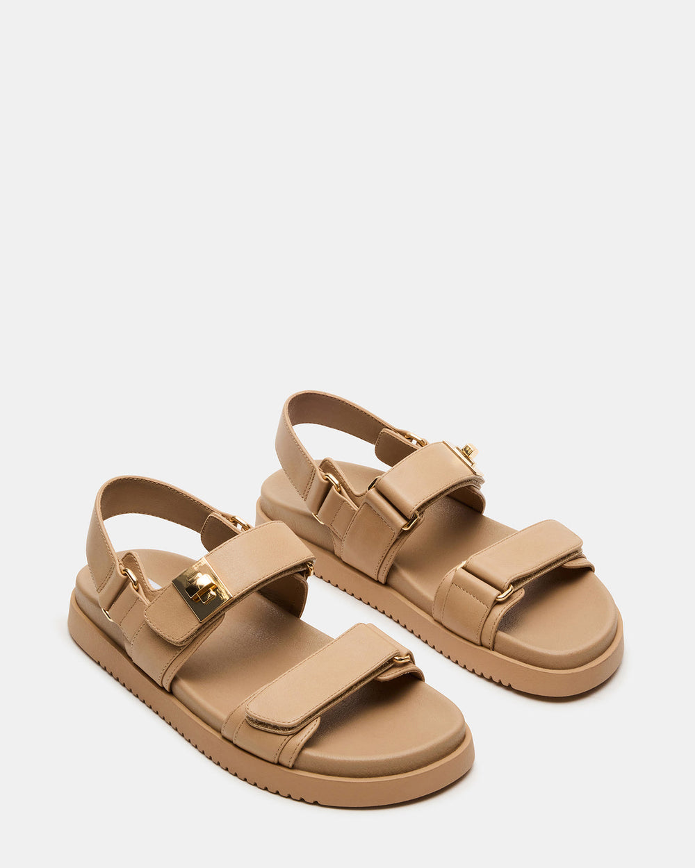 MONA Beige Leather Flatform Women's Sandal | Steve Madden US