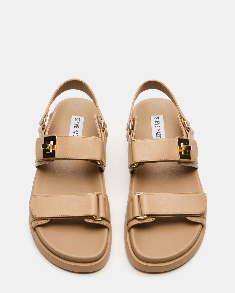 MONA Beige Leather Flatform Women's Sandal | Steve Madden US
