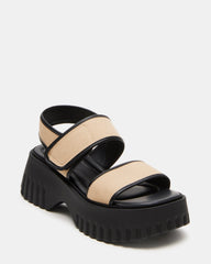GROVER Black/Tan Women's Square-Toe Platform Sandal | Steve Madden outlet