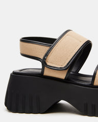 GROVER Black/Tan Women's Square-Toe Platform Sandal | Steve Madden outlet