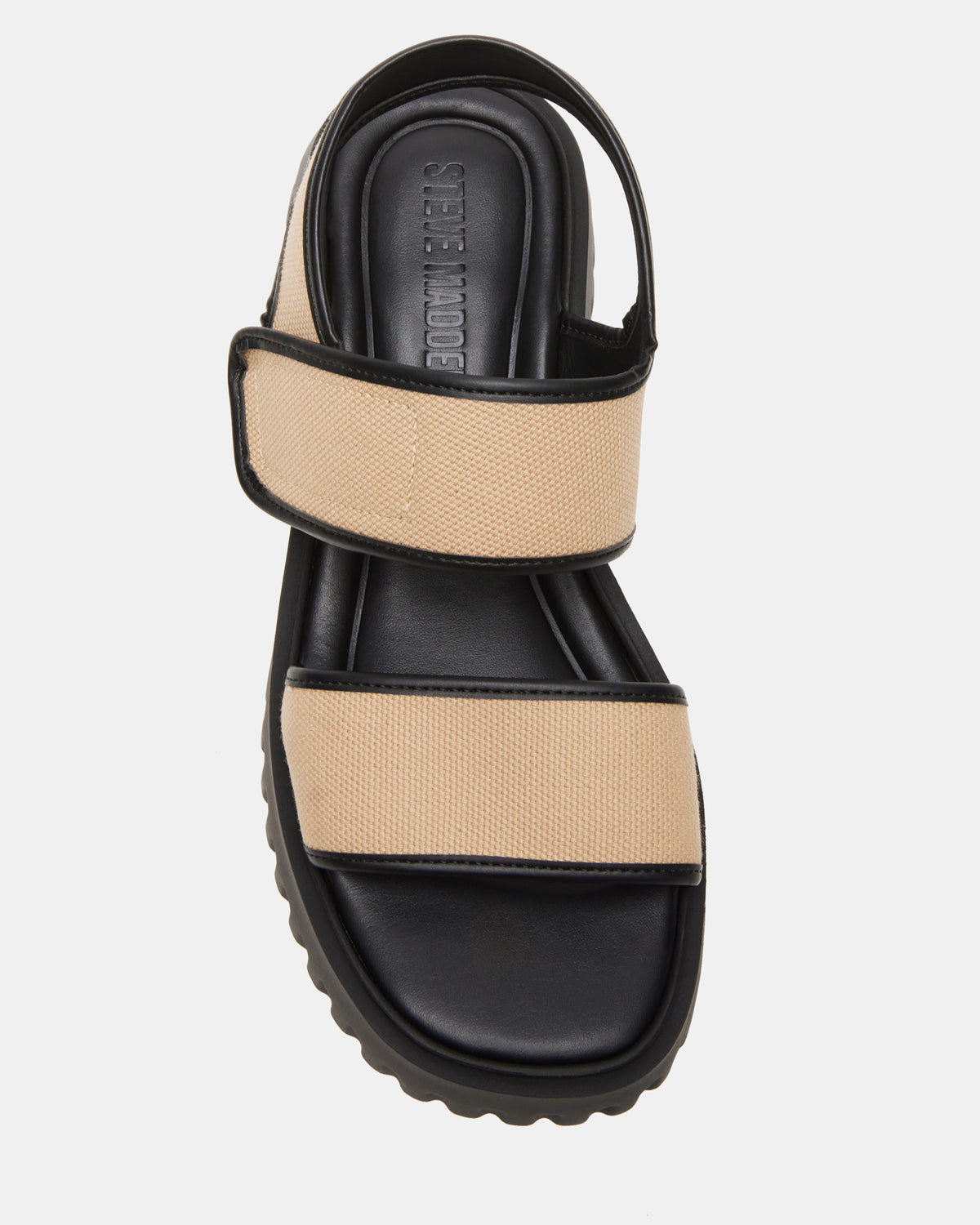 GROVER Black/Tan Women's Square-Toe Platform Sandal | Steve Madden outlet