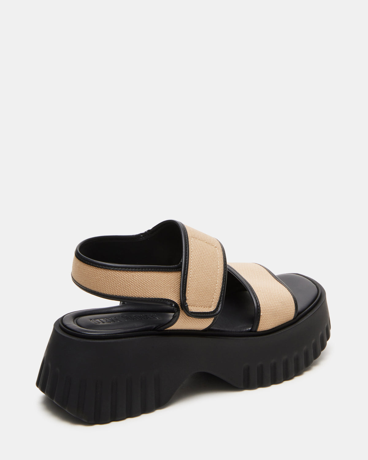 GROVER Black/Tan Women's Square-Toe Platform Sandal | Steve Madden outlet