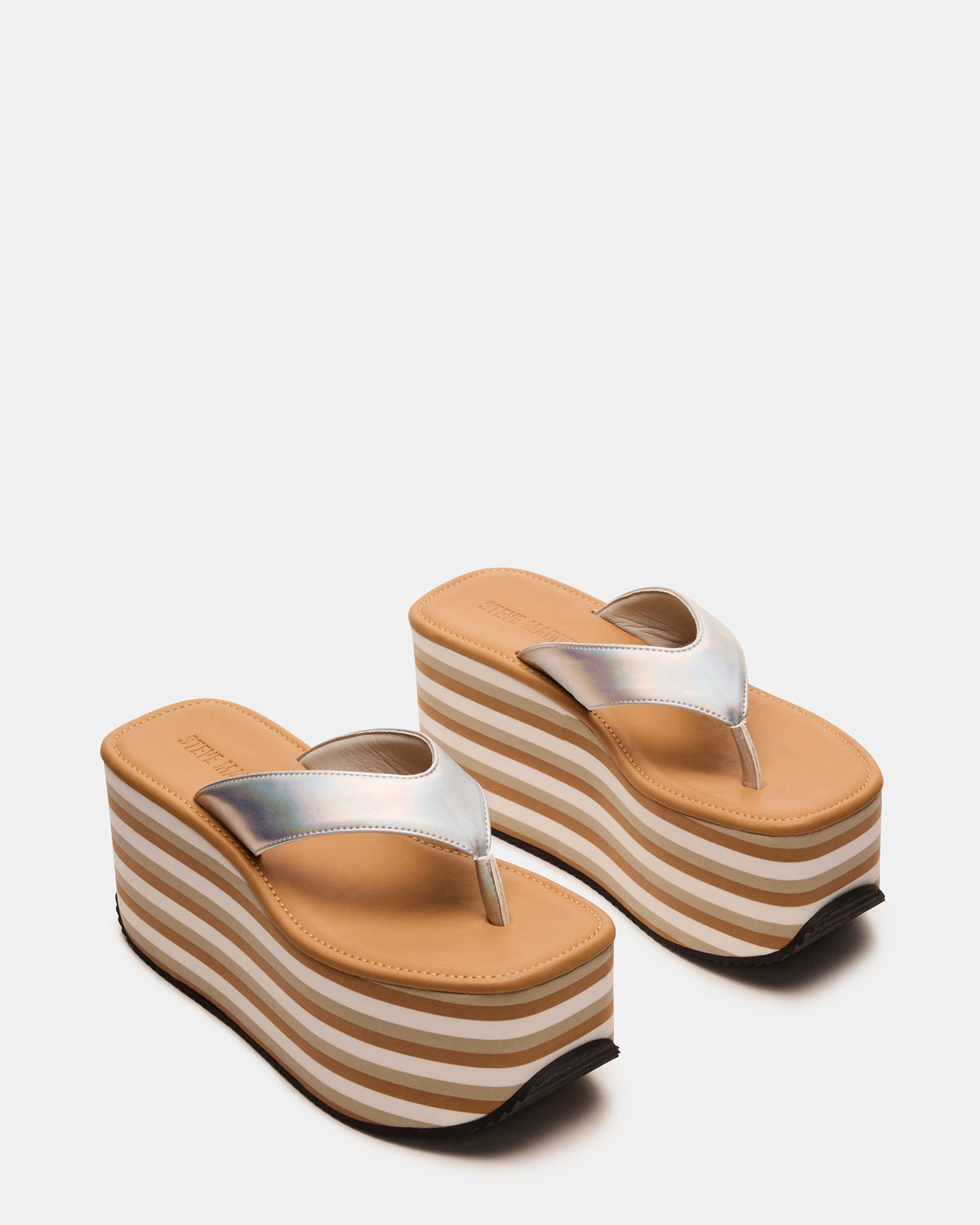 SEVILLA Natural Multi Thong Platform Chunky Flatform Square-Toe Women's Sandal | Steve Madden for Sale
