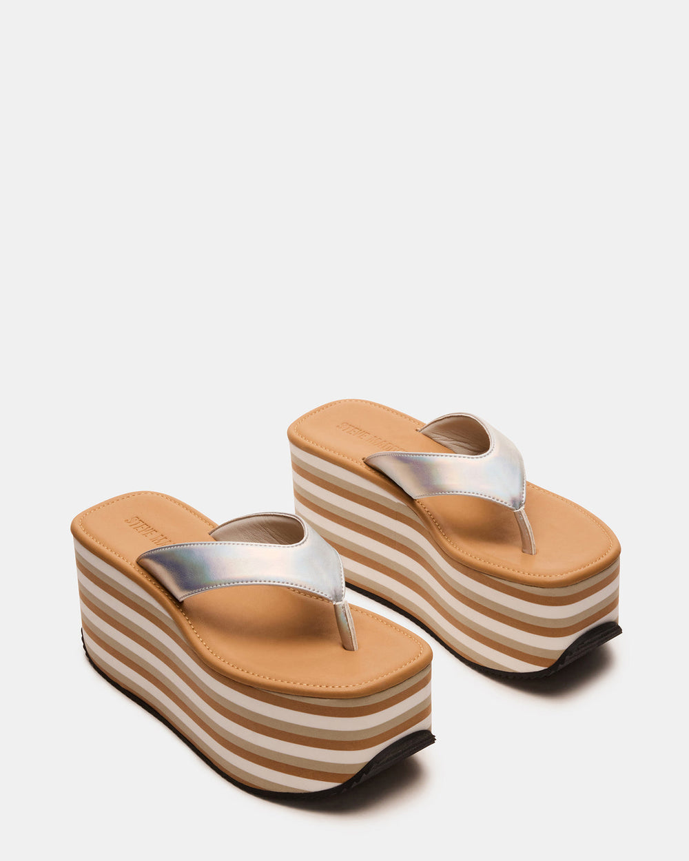 SEVILLA Natural Multi Thong Platform Chunky Flatform Square-Toe Women's Sandal | Steve Madden for Sale