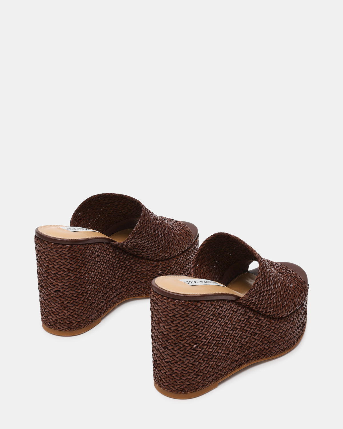 CASSI Brown Platform Raffia Wedge Women's Sandal | Steve Madden on Sale