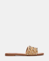KEELY Natural Raffia Women's Studded Slides | Steve Madden near me