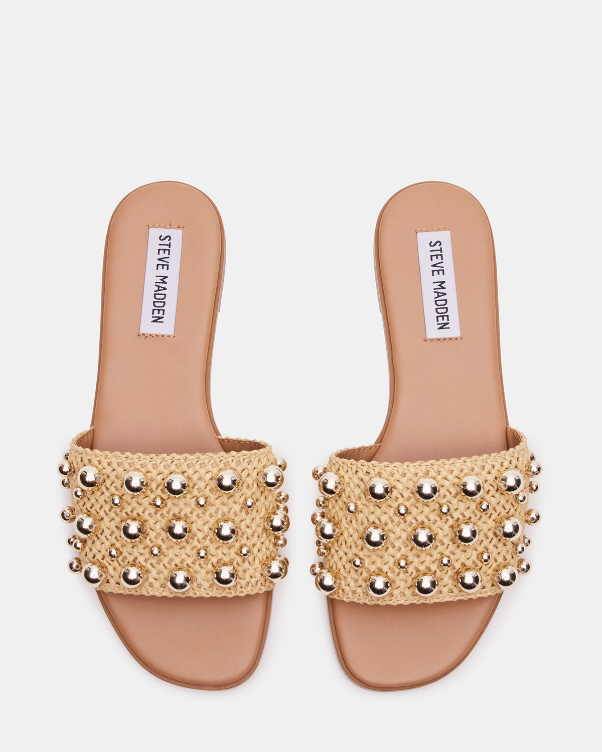 KEELY Natural Raffia Women's Studded Slides | Steve Madden near me